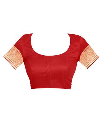 Red Woven Jacquard Saree With Blouse 4