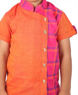 Orange printed cotton boys-shirt 2