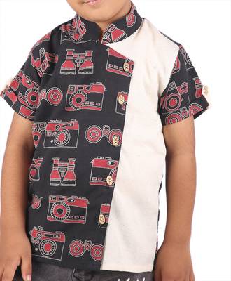 Black Camera printed cotton boys-shirt 2