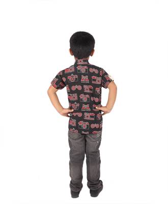 Black Camera printed cotton boys-shirt 4