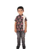 Black MiniBus printed cotton boys-shirt