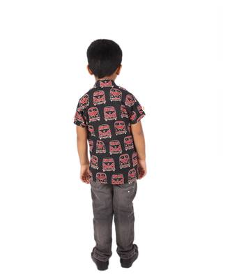 Black MiniBus printed cotton boys-shirt 4