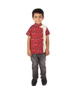 Maroon MiniBus printed cotton boys-shirt