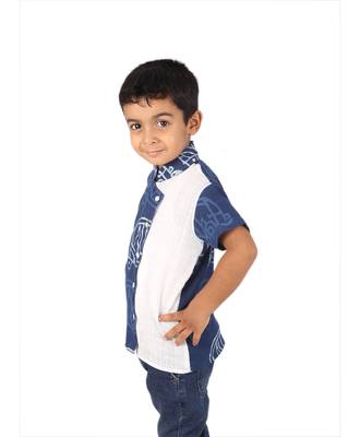 Blue Auto-Ricksaw printed cotton boys-shirt 3