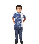 Blue Car printed cotton boys-shirt