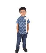 Blue Pine Cone printed cotton boys-shirt
