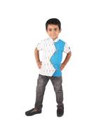 White and Blue printed cotton boys-shirt