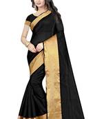 Black Cotton Silk Saree With Blouse