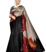 Multicolor printed art silk saree with blouse