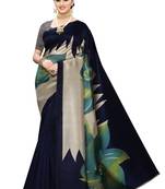 Multicolor printed art silk saree with blouse