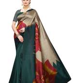 Multicolor printed art silk saree with blouse