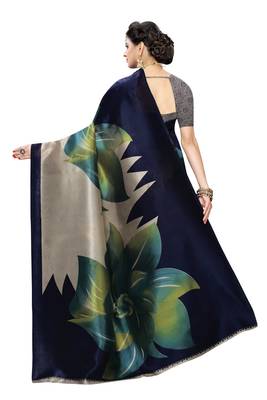 Multicolor printed art silk saree with blouse 4