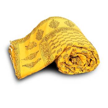 yellow cotton Handcrafted Jaipuri Razai (Quilt) 1