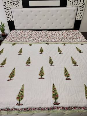 white cotton Handcrafted Jaipuri Razai (Quilt) 1