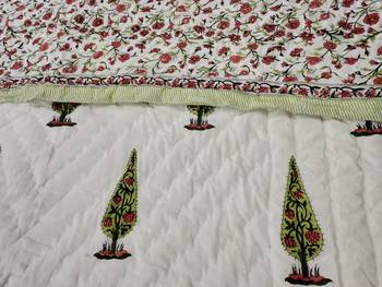 white cotton Handcrafted Jaipuri Razai (Quilt) 2