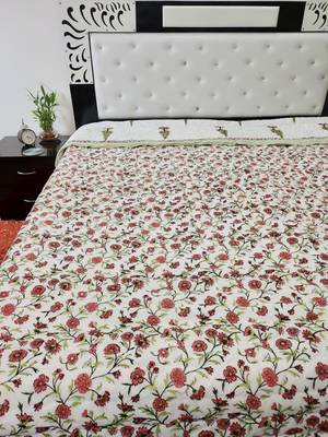 white cotton Handcrafted Jaipuri Razai (Quilt) 3
