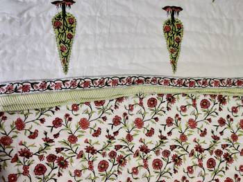 white cotton Handcrafted Jaipuri Razai (Quilt) 4