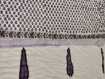 white cotton Handcrafted Jaipuri Razai (Quilt) 2