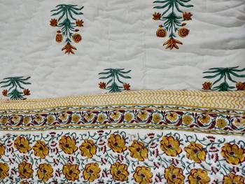 white cotton Handcrafted Jaipuri Razai (Quilt) 2