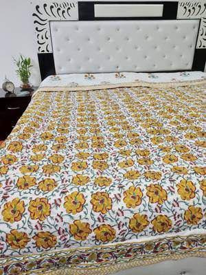 white cotton Handcrafted Jaipuri Razai (Quilt) 3