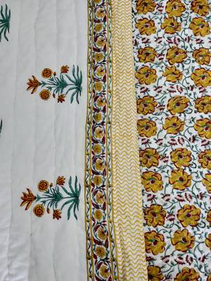 white cotton Handcrafted Jaipuri Razai (Quilt) 4