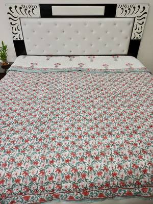 white cotton Handcrafted Jaipuri Razai (Quilt) 3
