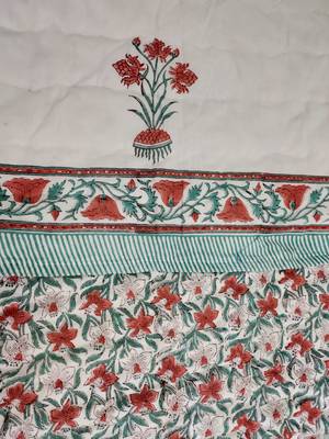 white cotton Handcrafted Jaipuri Razai (Quilt) 4