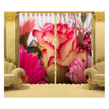 Indiancraft Rose Flower Digital Printed Polyester Fabric Curtains  1