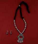 Silver Oxidised Party Wear Adjustable Pendant Stylish Mala For Women Girl