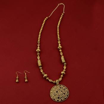 Designer Gold Plated Flower Pendant Mala Set For Women Girl 1