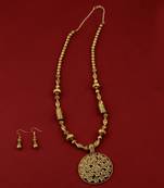 Designer Gold Plated Flower Pendant Mala Set For Women Girl