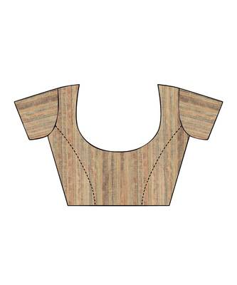 Beige printed linen saree with blouse 4