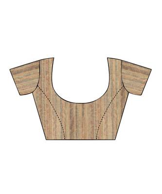 Brown printed linen saree with blouse 4