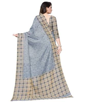 Grey  printed art silk saree with blouse 2