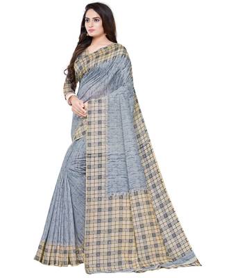 Grey  printed art silk saree with blouse 3