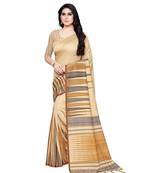 Beige printed Silk blend saree with blouse