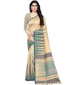 Beige printed Silk blend saree with blouse