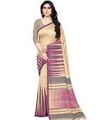 Beige printed Silk blend saree with blouse