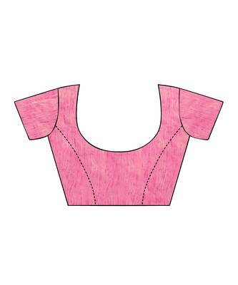 Pink printed cotton saree with blouse 4