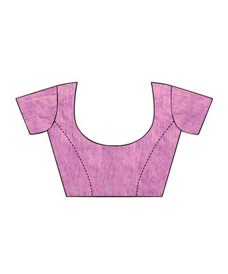 Pink printed cotton saree with blouse 4