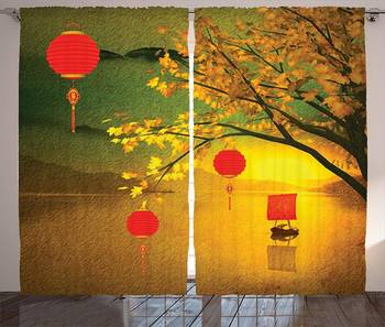 Indiancraft Evening View Doll Digital Printed Curtains for Window 1