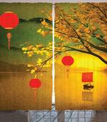 Indiancraft Evening View Doll Digital Printed Curtains for Window