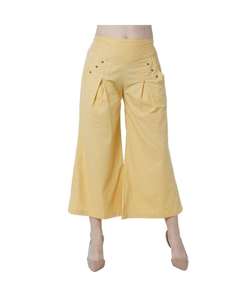 beige plain Cotton trousers