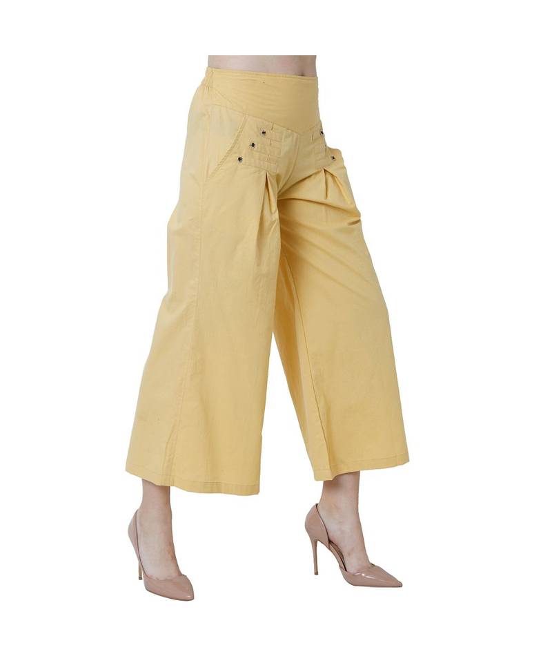 beige plain Cotton trousers