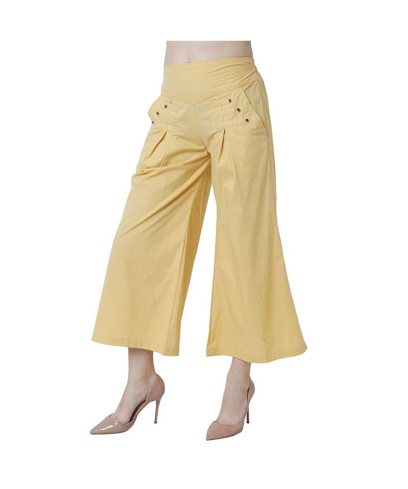 beige plain Cotton trousers