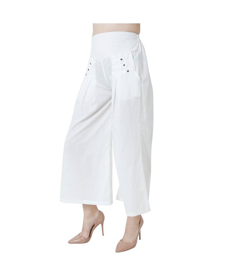 white plain Cotton trousers
