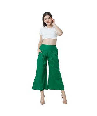 green plain Cotton trousers 1