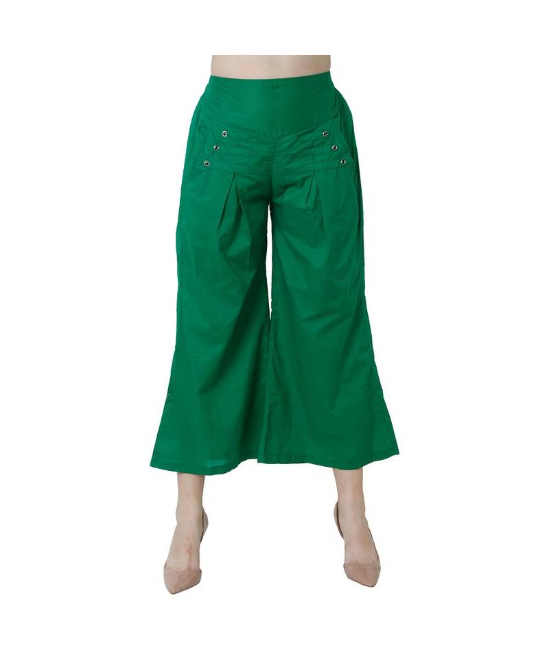 green plain Cotton trousers
