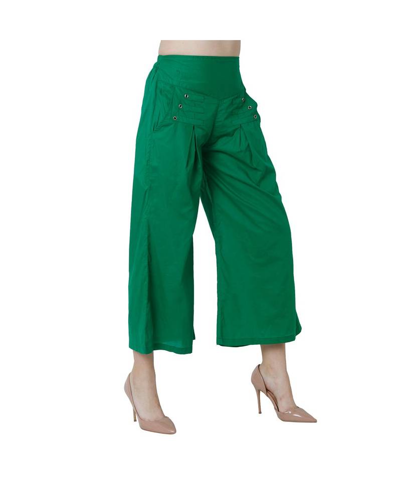 green plain Cotton trousers