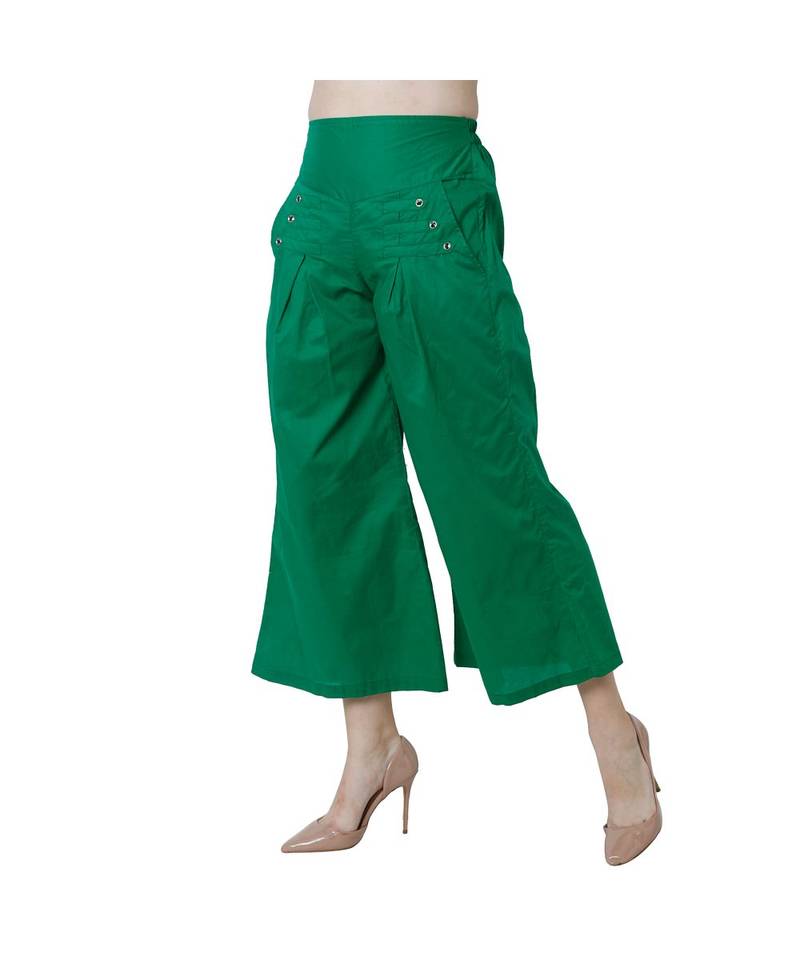 green plain Cotton trousers